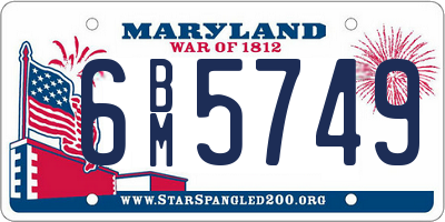 MD license plate 6BM5749