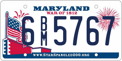 MD license plate 6BM5767