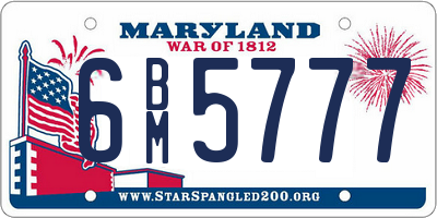 MD license plate 6BM5777