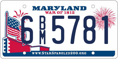 MD license plate 6BM5781
