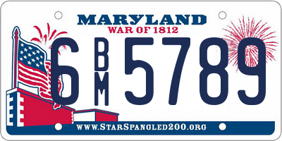 MD license plate 6BM5789