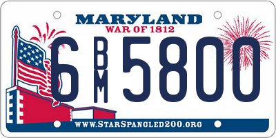 MD license plate 6BM5800