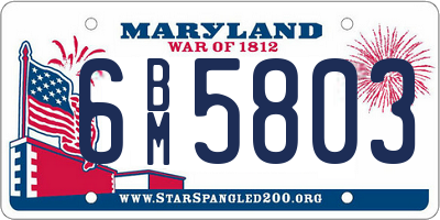 MD license plate 6BM5803