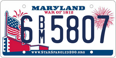 MD license plate 6BM5807