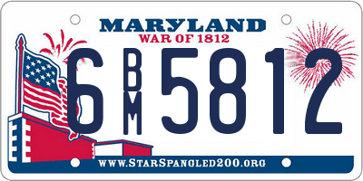 MD license plate 6BM5812