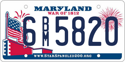 MD license plate 6BM5820