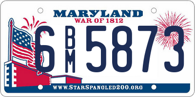 MD license plate 6BM5873