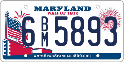MD license plate 6BM5893