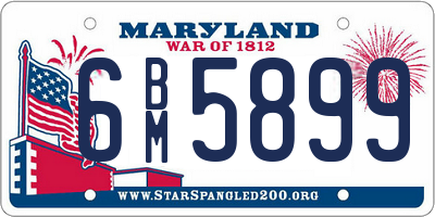 MD license plate 6BM5899