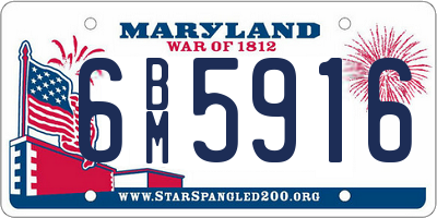 MD license plate 6BM5916
