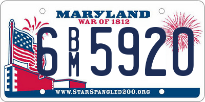 MD license plate 6BM5920