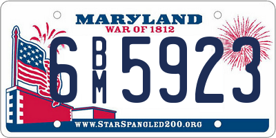 MD license plate 6BM5923