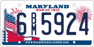MD license plate 6BM5924