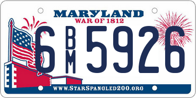 MD license plate 6BM5926