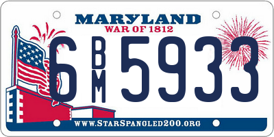 MD license plate 6BM5933