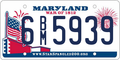 MD license plate 6BM5939