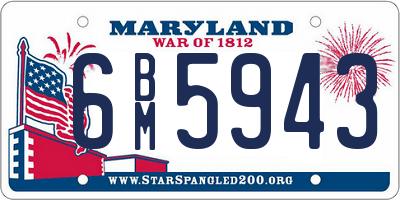 MD license plate 6BM5943
