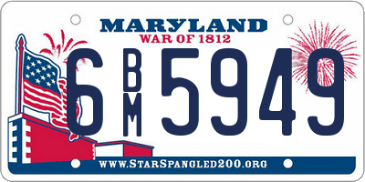MD license plate 6BM5949
