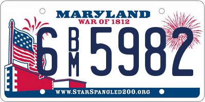 MD license plate 6BM5982