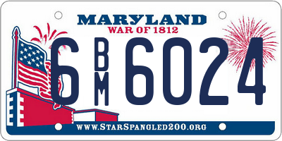 MD license plate 6BM6024