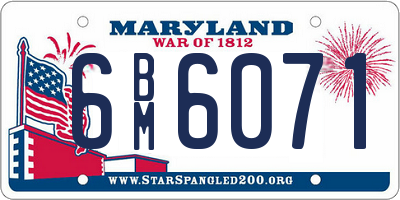 MD license plate 6BM6071