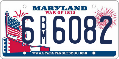 MD license plate 6BM6082