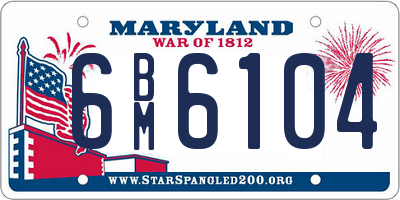 MD license plate 6BM6104