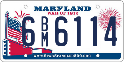 MD license plate 6BM6114