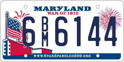 MD license plate 6BM6144
