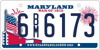 MD license plate 6BM6173