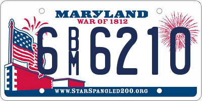 MD license plate 6BM6210