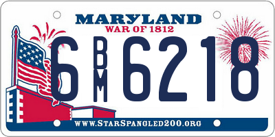 MD license plate 6BM6218