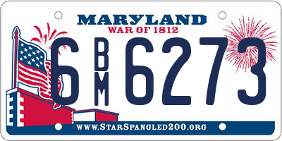 MD license plate 6BM6273