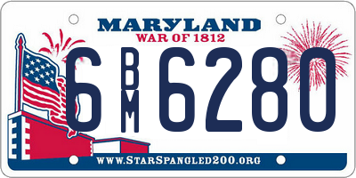 MD license plate 6BM6280