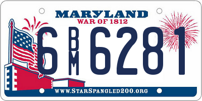 MD license plate 6BM6281