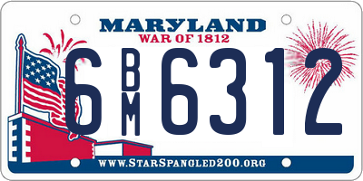 MD license plate 6BM6312
