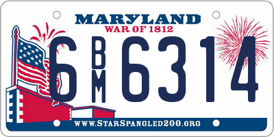 MD license plate 6BM6314