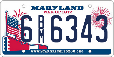 MD license plate 6BM6343