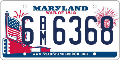 MD license plate 6BM6368