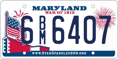 MD license plate 6BM6407