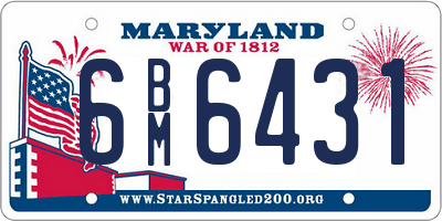 MD license plate 6BM6431