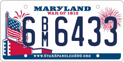 MD license plate 6BM6433