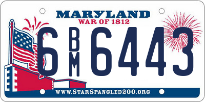 MD license plate 6BM6443