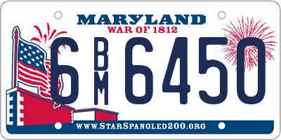 MD license plate 6BM6450