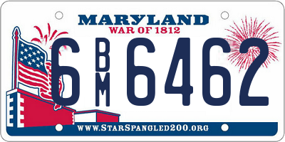 MD license plate 6BM6462