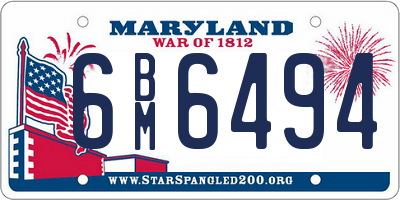 MD license plate 6BM6494