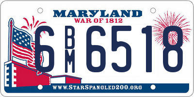 MD license plate 6BM6518