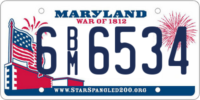MD license plate 6BM6534