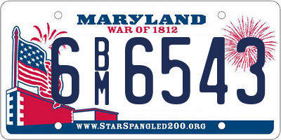 MD license plate 6BM6543