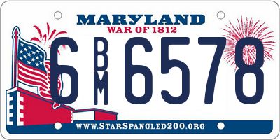 MD license plate 6BM6578